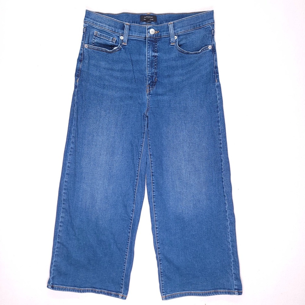 Banana Republic Wide-Leg High-Rise Cropped Jeans Blue Medium Wash Size 30/10